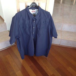 Wrangler Premium Quality Size 3X Navy Blue, Button Down, Nylon Short Sleeve
